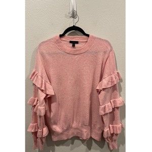 J.CREW Pink Ruffled Long Sleeve Sweater